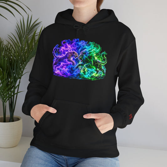Neon Nebula Predator Clash Graphic Hoodie