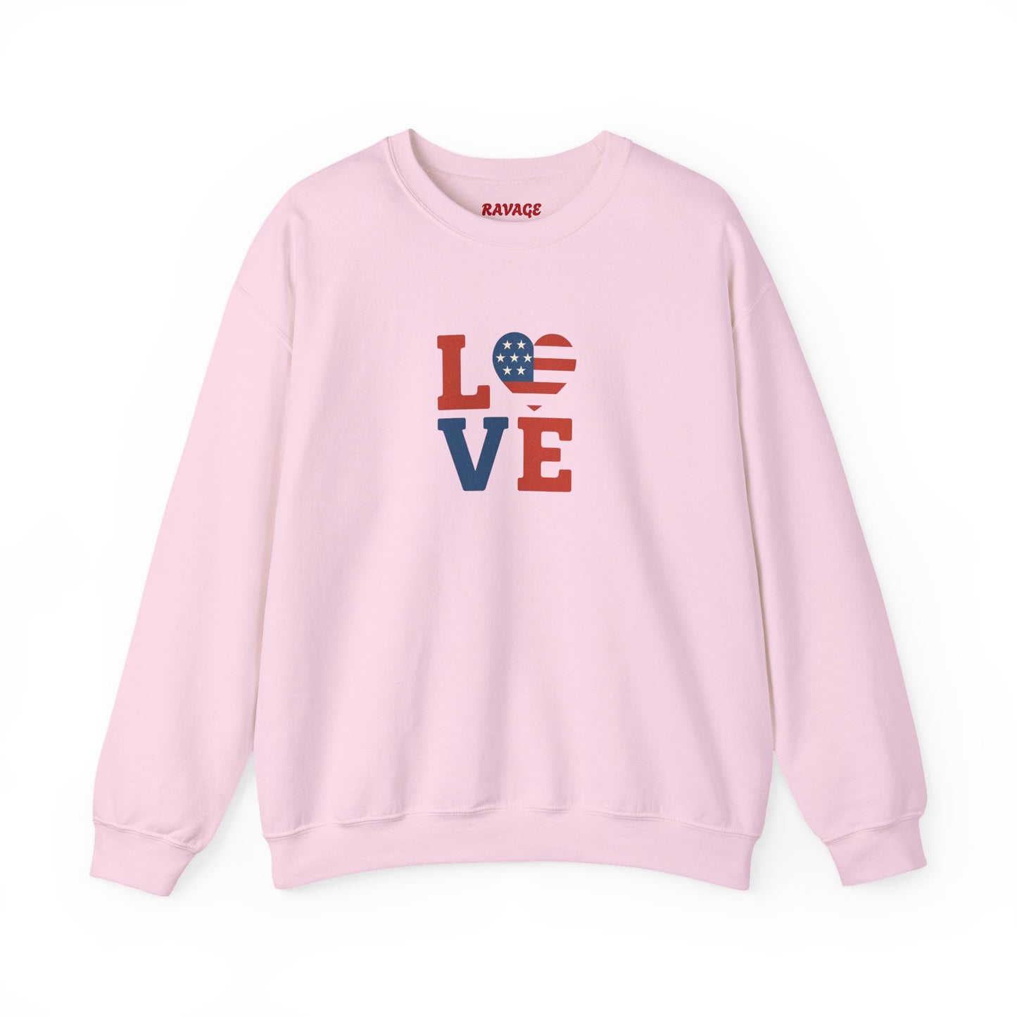 Patriotic Love Sweatshirt | Unisex Crewneck, Cozy Top for Celebrations, Gifts, Independence Day, Casual Style, Everyday Comfort