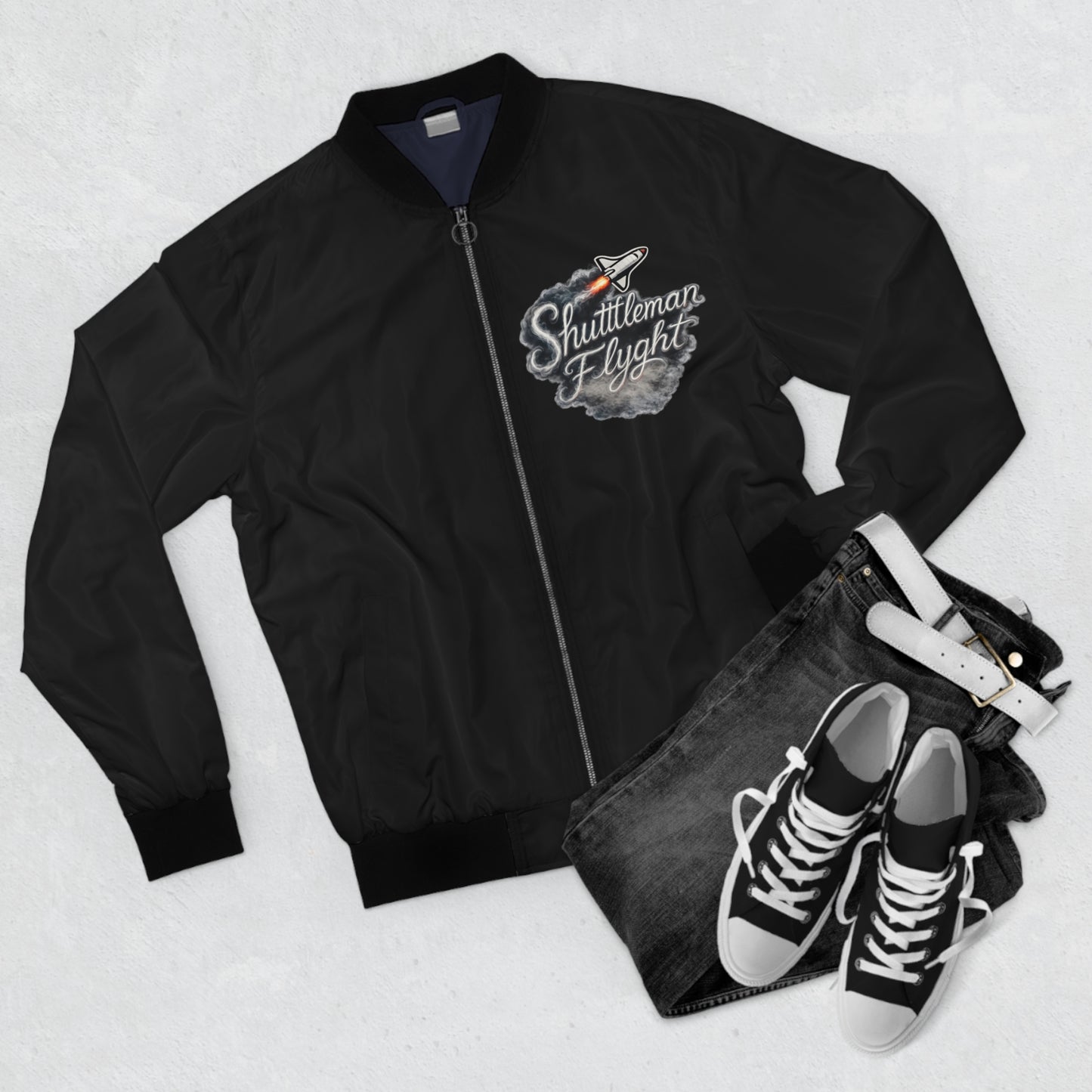 Shuttleman of Flight' Rocket Graphic Men's Bomber