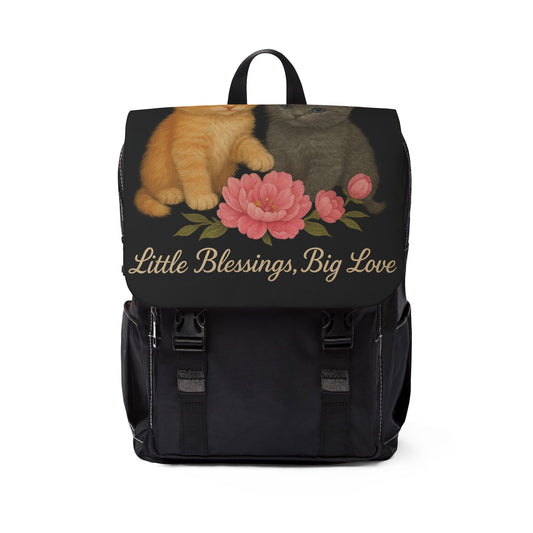 Charming Cat Shoulder Backpack, Cute Pet Lover Bag, Everyday Tote for Cat Owners, Gift for Cat Lovers, Floral Kitty Backpack