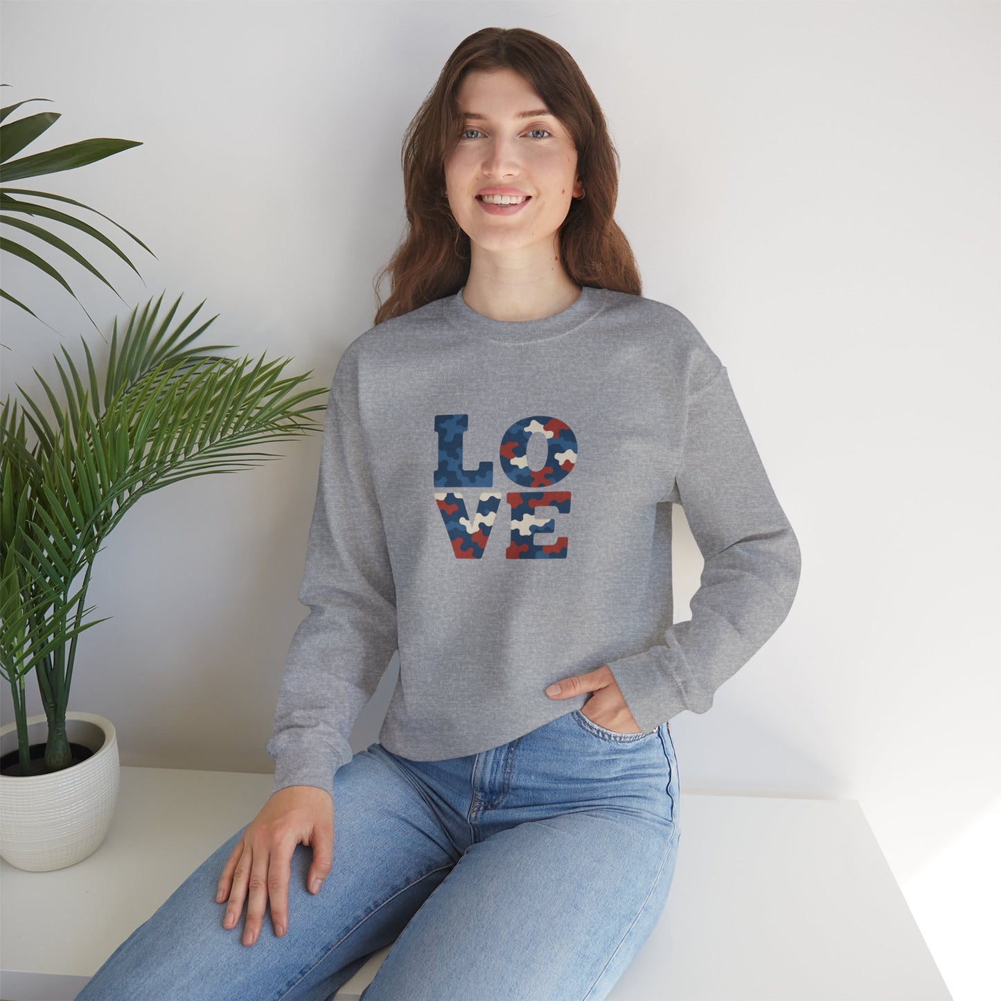 Patriotic Love Sweatshirt | Unisex Crewneck, Cozy Top for Celebrations, Gifts, Independence Day, Casual Style, Everyday Comfort