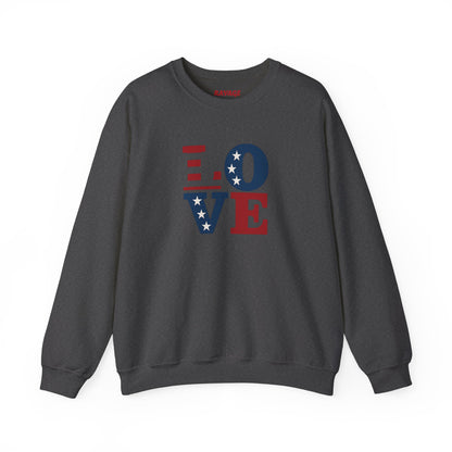 Patriotic Love Sweatshirt | Unisex Crewneck, Cozy Top for Celebrations, Gifts, Independence Day, Casual Style, Everyday Comfort