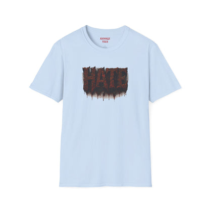 HATE Graphic Tee – Bold Gothic Streetwear T-Shirt, Edgy Unisex Design, Dark Aesthetic Fashion for Men & Women