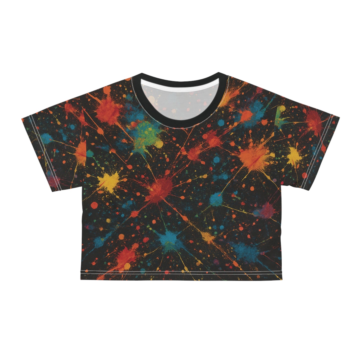 Art of Impact Colorful Splash Crop Tee, Trendy Urban Summer Top