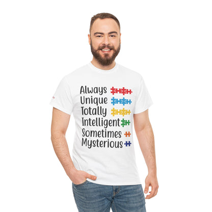 Unisex Autism Awareness Tee - Unique Puzzle Design, Perfect Gift for Friends, Family, and Supporters