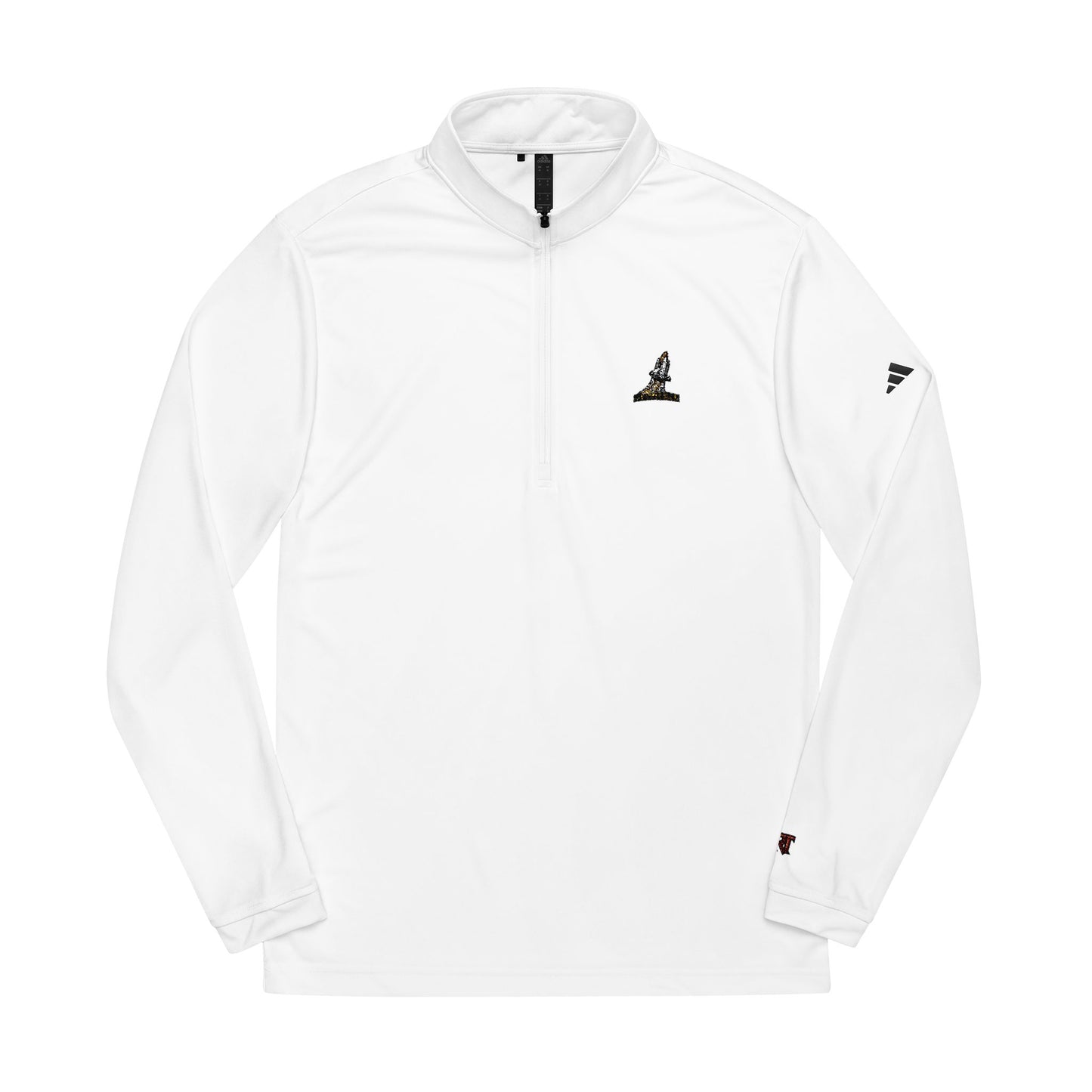 Embroidered Quarter‑Zip Pullover — White adidas® Performance Top