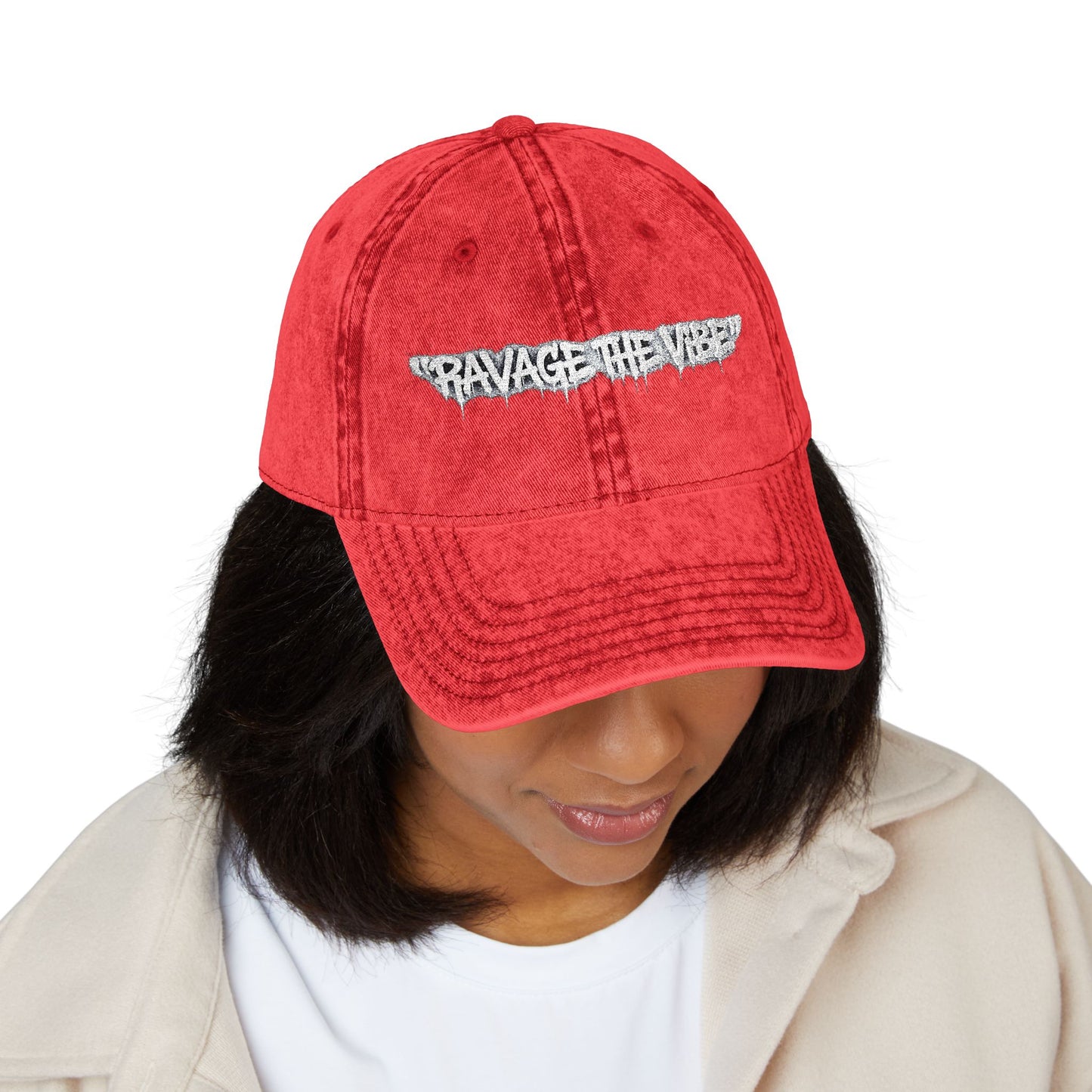 Vintage Embroidered Cap - "RAVAGE THE VIBE"