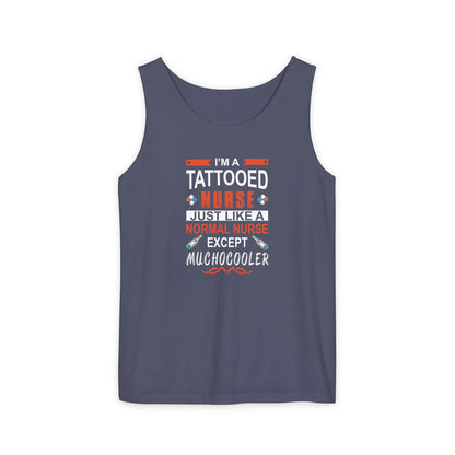 Tattooed Nurse Garment-Dyed Tank Top, Gift for Nurses, Casual Summer Wear