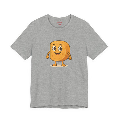 Happy Cheesy Square Character T-Shirt | Cute Cartoon Cheese Tee