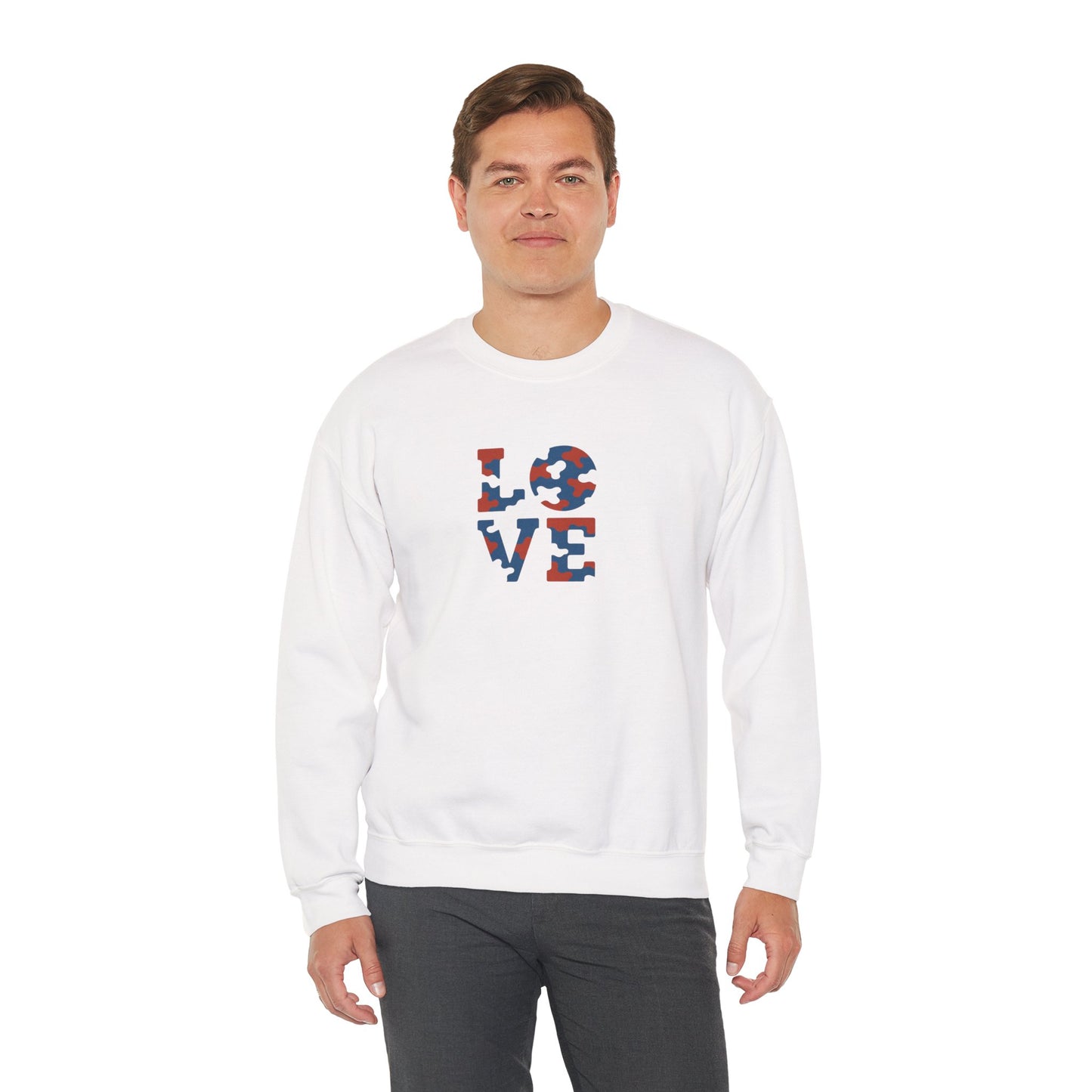Patriotic Love Sweatshirt | Unisex Crewneck, Cozy Top for Celebrations, Gifts, Independence Day, Casual Style, Everyday Comfort