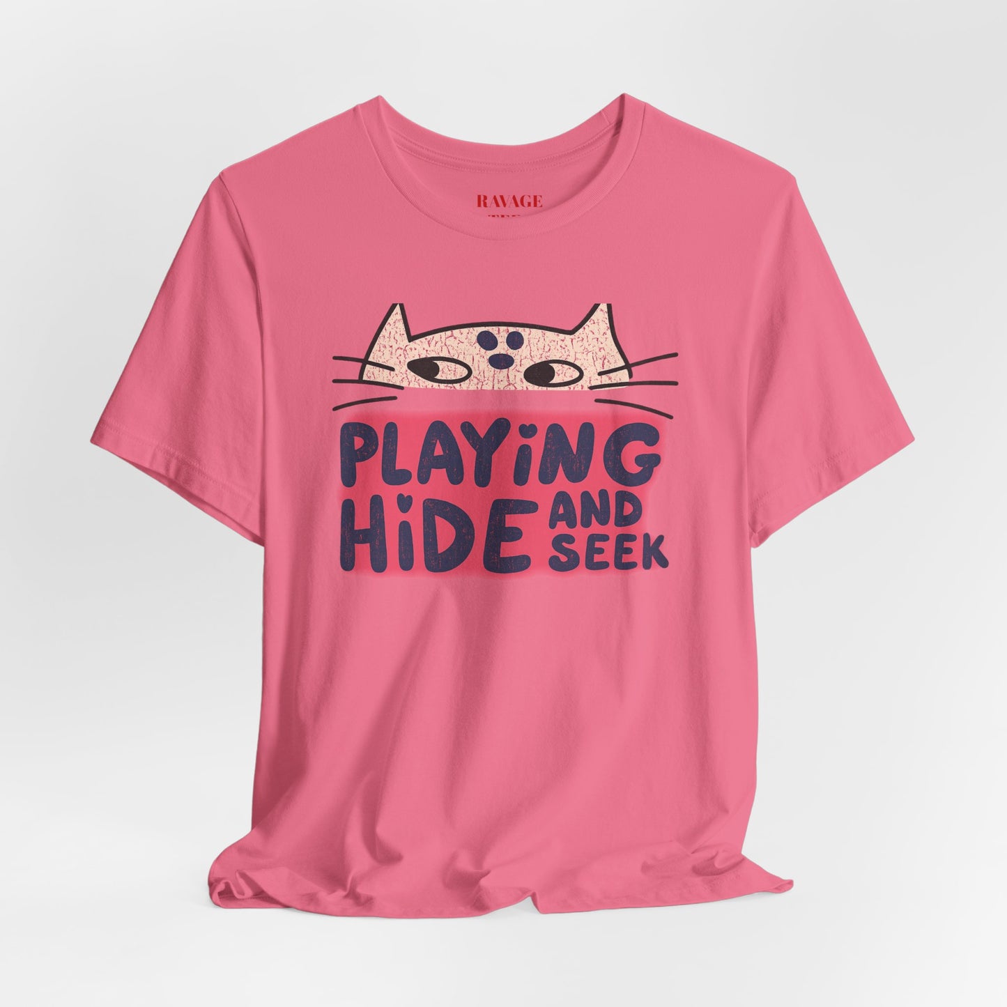 Playing Hide and Seek Cat T-Shirt — Cute Graphic Tee for Cat Lovers