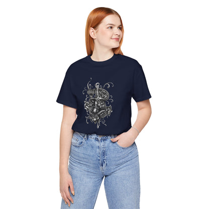 Snake & Dagger Tee: Edgy Unisex Tattoo-Style Graphic Shirt
