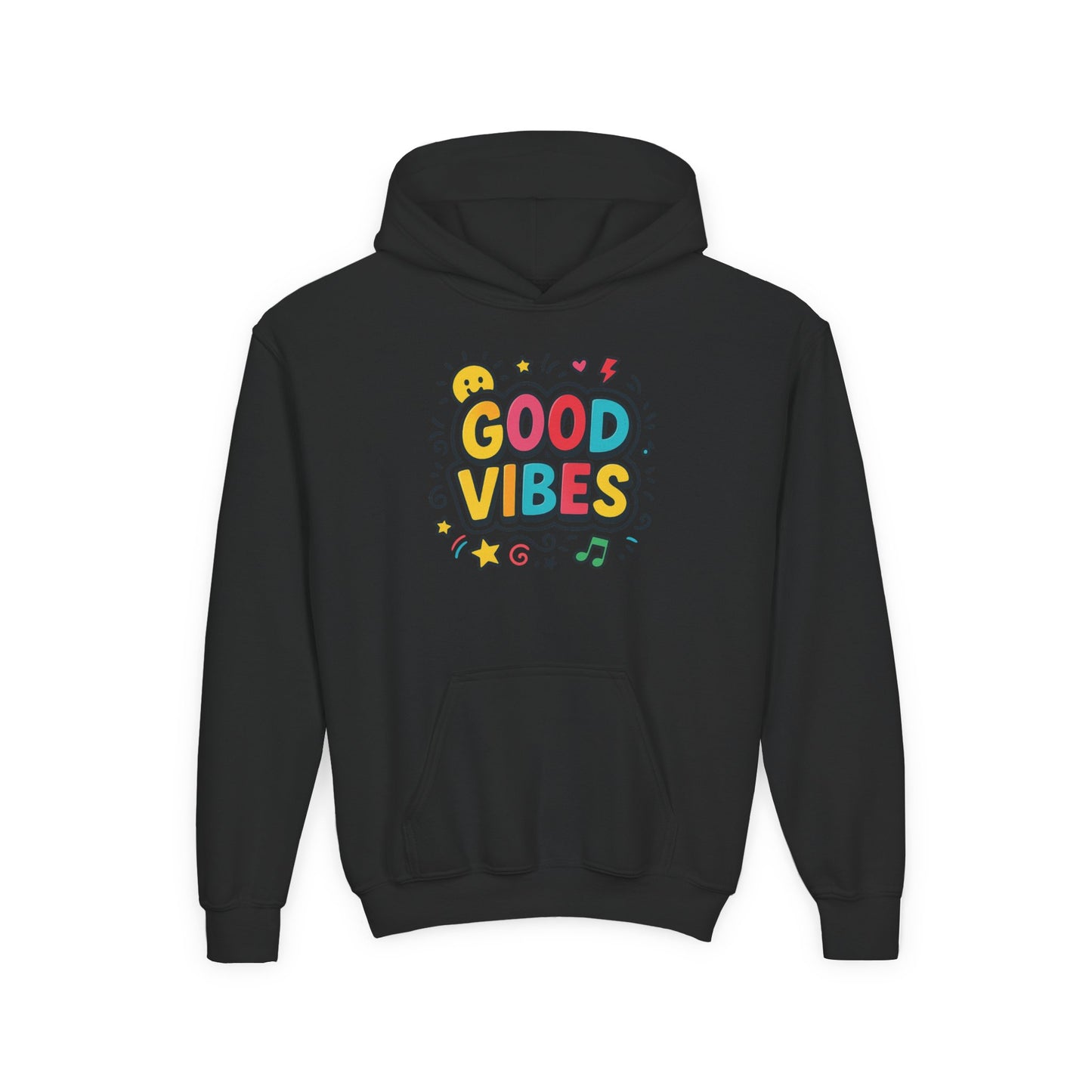 Kids Good Vibes Hoodie – Fun Graphic Sweatshirt with Positive Message, Cozy Casual Outfit, Birthday Gift for Children