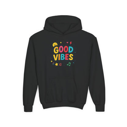 Kids Good Vibes Hoodie – Fun Graphic Sweatshirt with Positive Message, Cozy Casual Outfit, Birthday Gift for Children