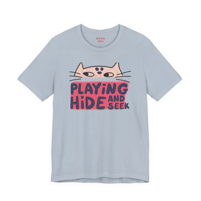 Playing Hide and Seek Cat T-Shirt — Cute Graphic Tee for Cat Lovers