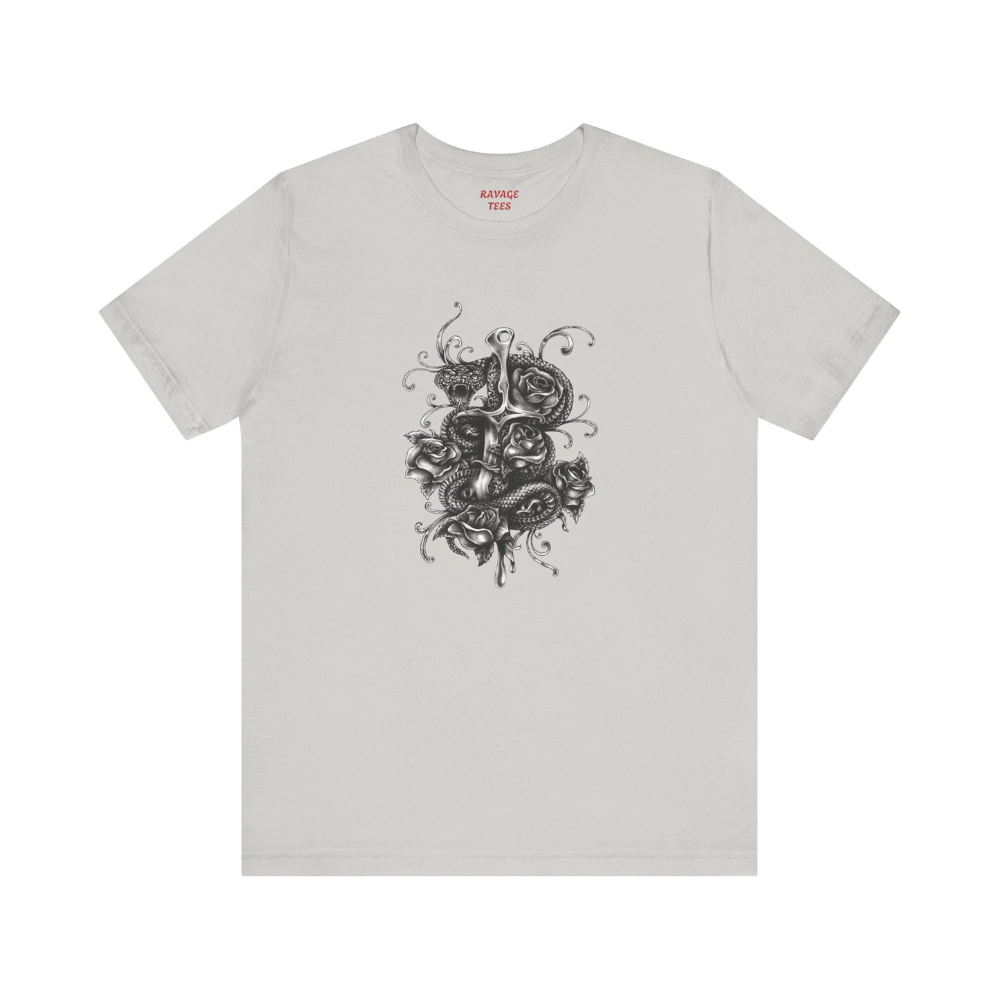 Snake & Dagger Tee: Edgy Unisex Tattoo-Style Graphic Shirt