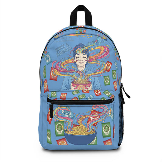 Vibes and Noodles Backpack – Vibrant Foodie Design, Unisex School Bag, Fun Gift for Students & Food Lovers, Everyday Casual Use