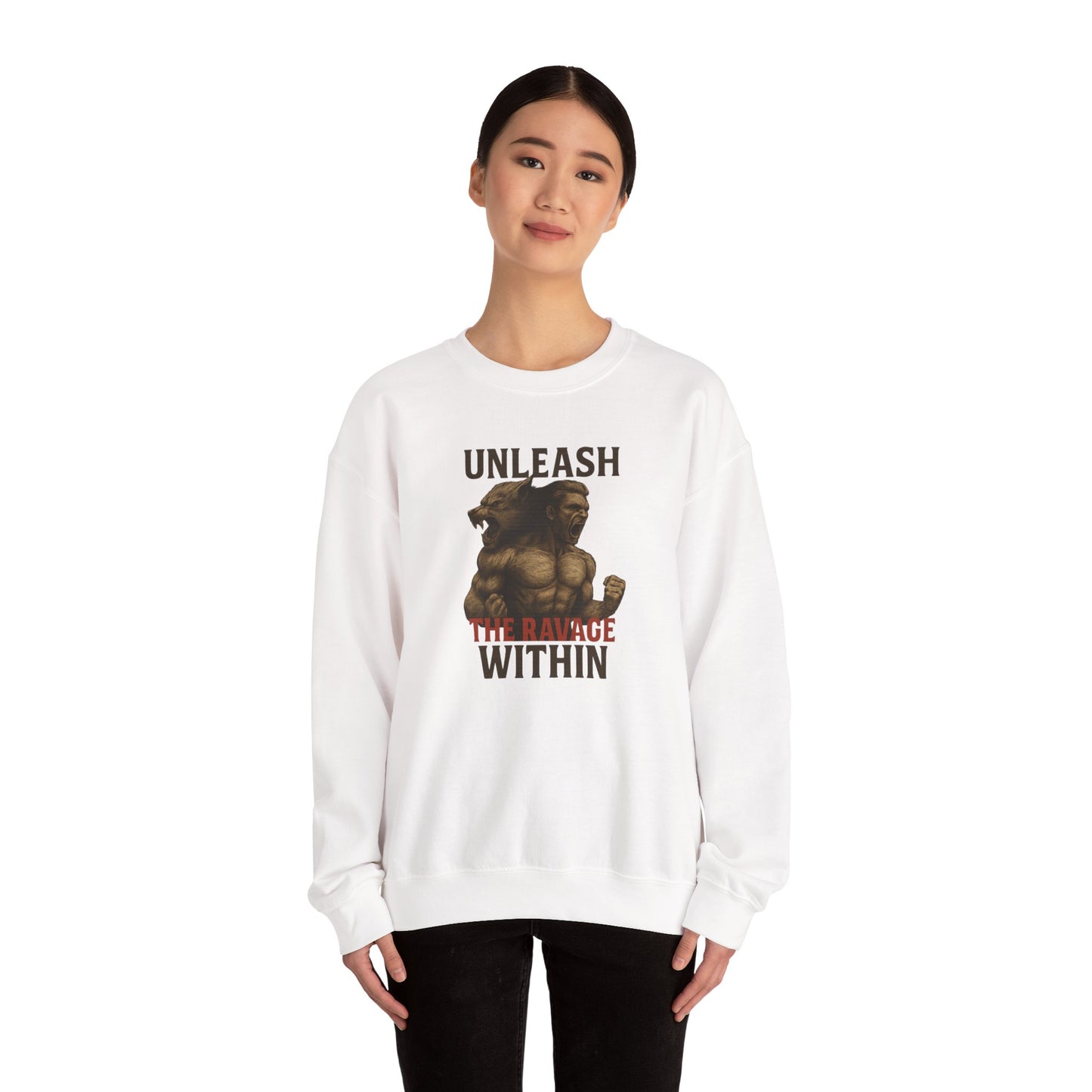 Unleash the Ravage Within  – Unisex French Terry Sweatshirt, Cozy Fall Casual Wear, Gamer Gift, Comfortable Everyday Apparel