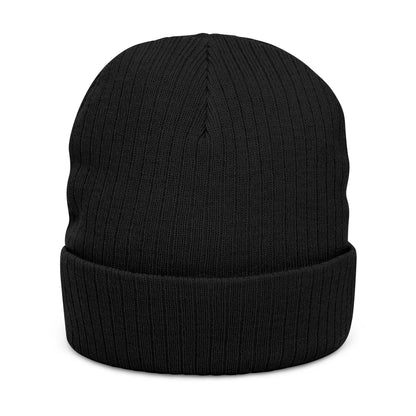 Embroidered Ribbed Beanie — “SHUTTLEMAN EST 2001” Cozy Knit Hat