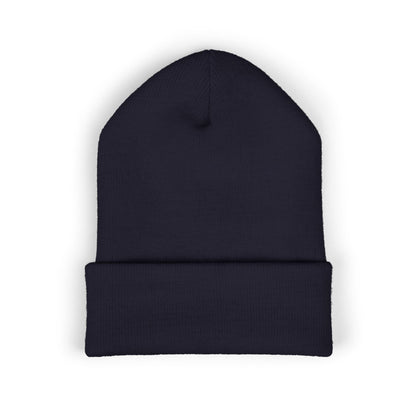 Fearless Embroidered Cuffed Beanie — Bold Black Knit Hat