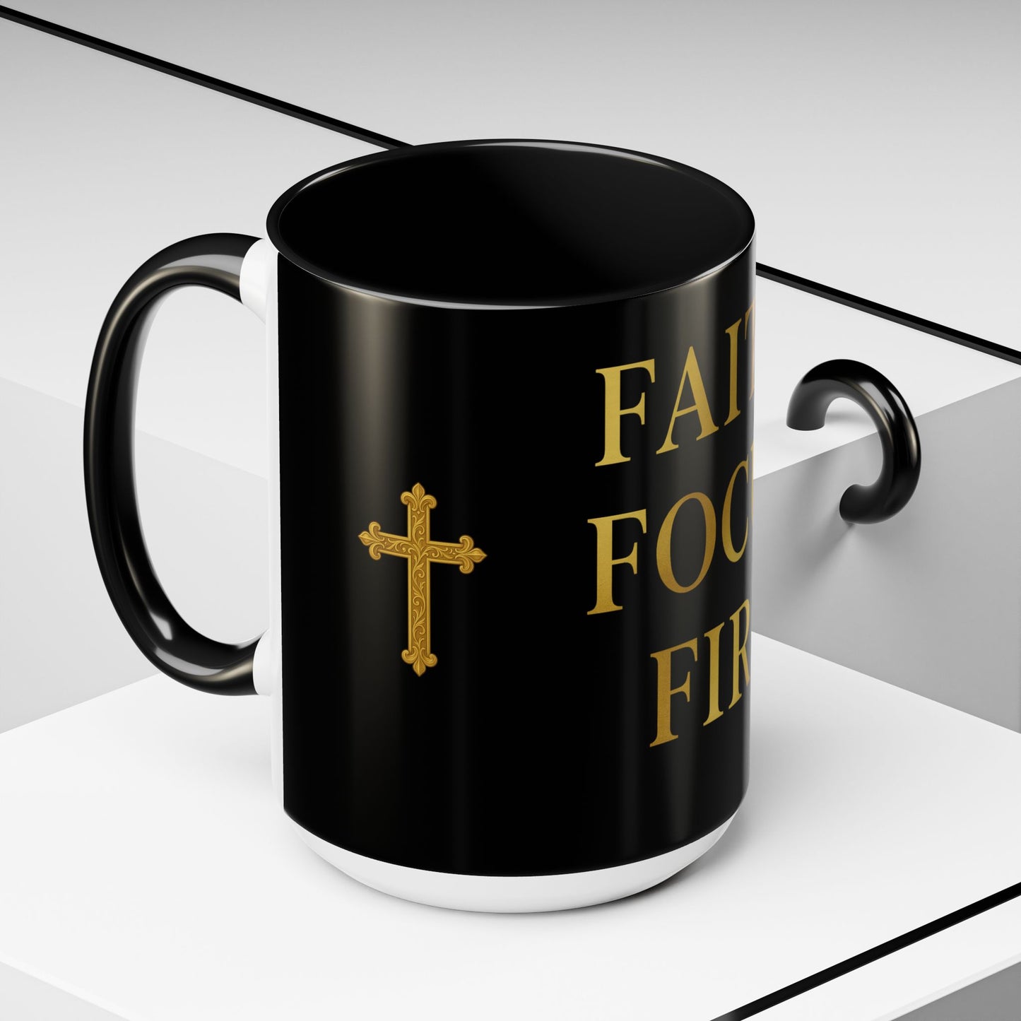 Faith-Inspired Coffee Mug - Motivational Black Mug for Daily Inspiration, Gift for Christians, Office Decor, Home Beverage