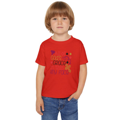 Toddler T-Shirt — "All of God's Grace in This Tiny Face" Cute Faith Baby Tee