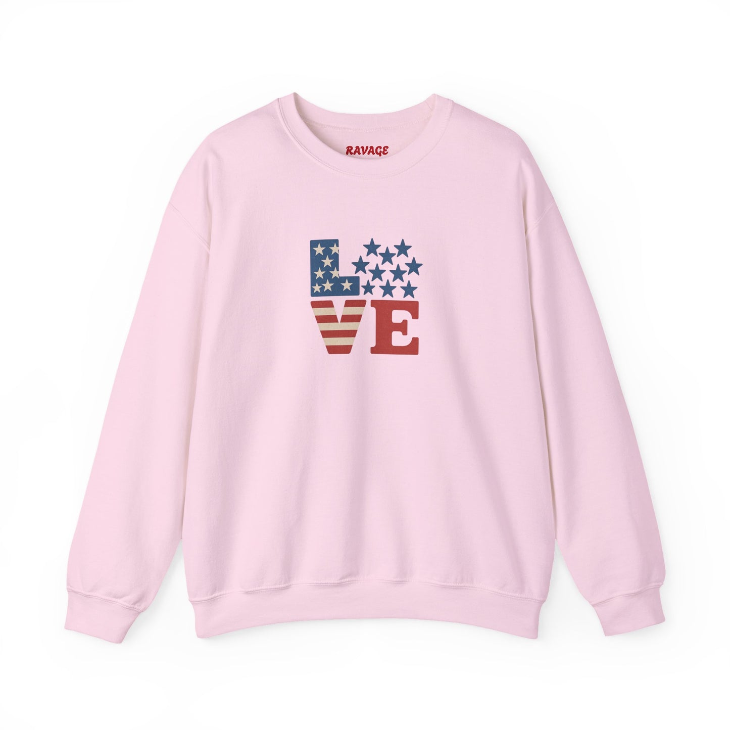 Patriotic Love Sweatshirt | Unisex Crewneck, Cozy Top for Celebrations, Gifts, Independence Day, Casual Style, Everyday Comfort