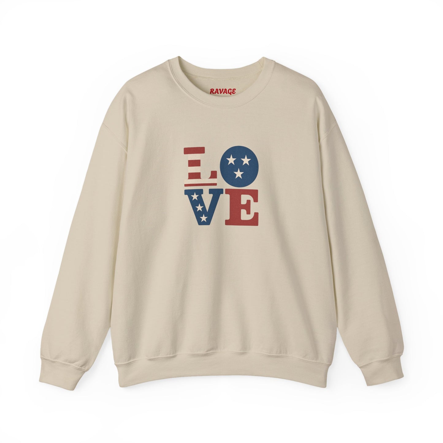 Patriotic Love Sweatshirt | Unisex Crewneck, Cozy Top for Celebrations, Gifts, Independence Day, Casual Style, Everyday Comfort