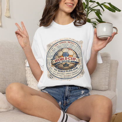 World Cup 2026 Vintage Soccer T-Shirt — USA Canada Mexico Tournament Tee