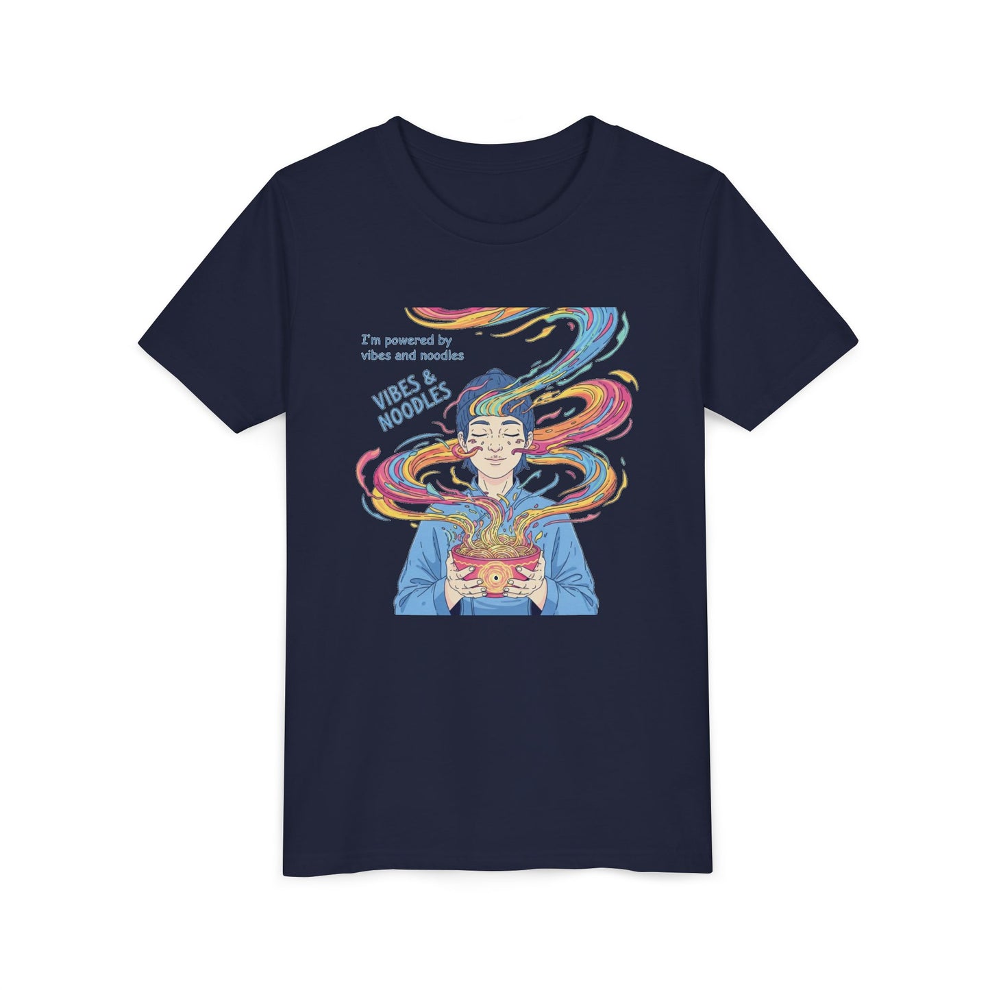 Vibes & Noodles Youth Tee, Cute Kid's T-Shirt, Fun Graphic Tee, Colorful Short Sleeve Shirt, Gift for Kids, Summer Outfit