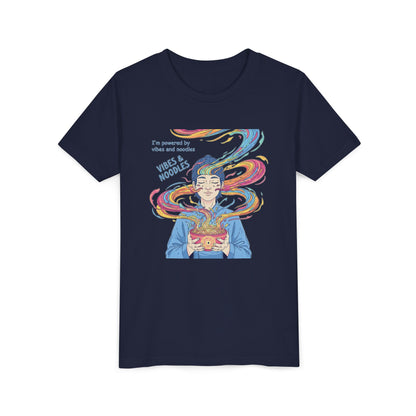 Vibes & Noodles Youth Tee, Cute Kid's T-Shirt, Fun Graphic Tee, Colorful Short Sleeve Shirt, Gift for Kids, Summer Outfit