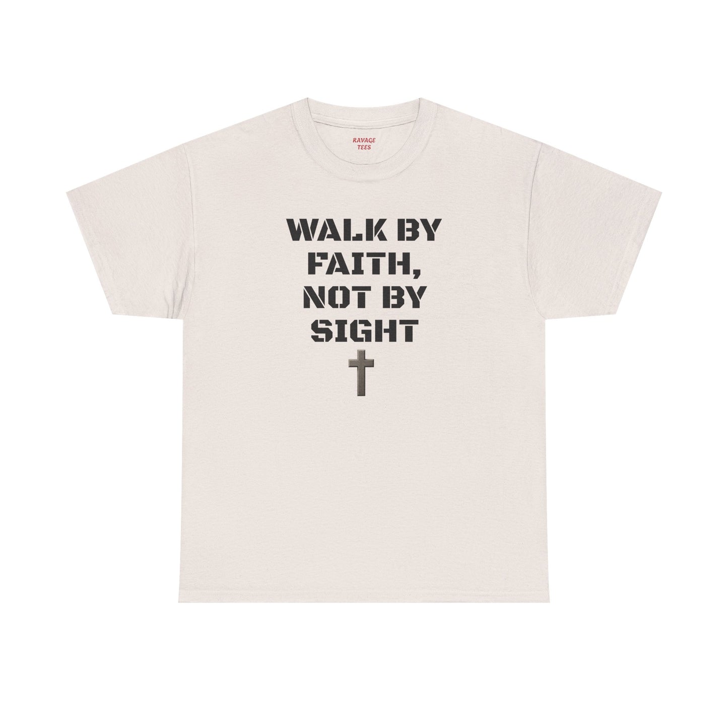 "Walk By Faith" Tee: Christian Bible Verse Unisex Heavy Cotton Shirt