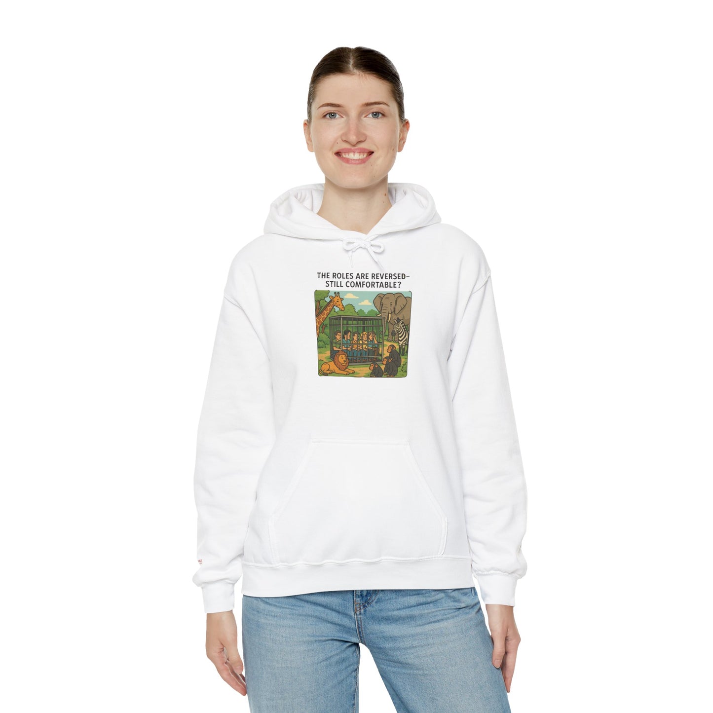 The Roles are Reversed- Are You Comfortable-Comfy Graphic Hoodie for Cozy Days, Unisex Heavy Blend Sweatshirt with Quirky Art, Perfect for Fall, Winter, Gifting, Casual Wear