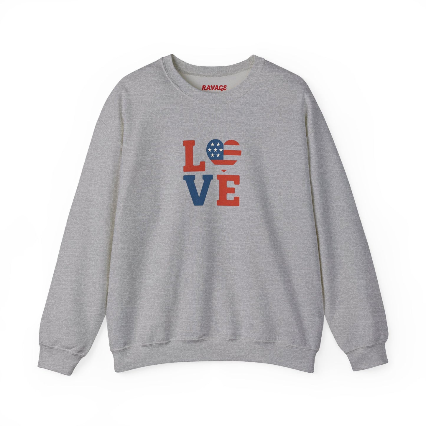 Patriotic Love Sweatshirt | Unisex Crewneck, Cozy Top for Celebrations, Gifts, Independence Day, Casual Style, Everyday Comfort