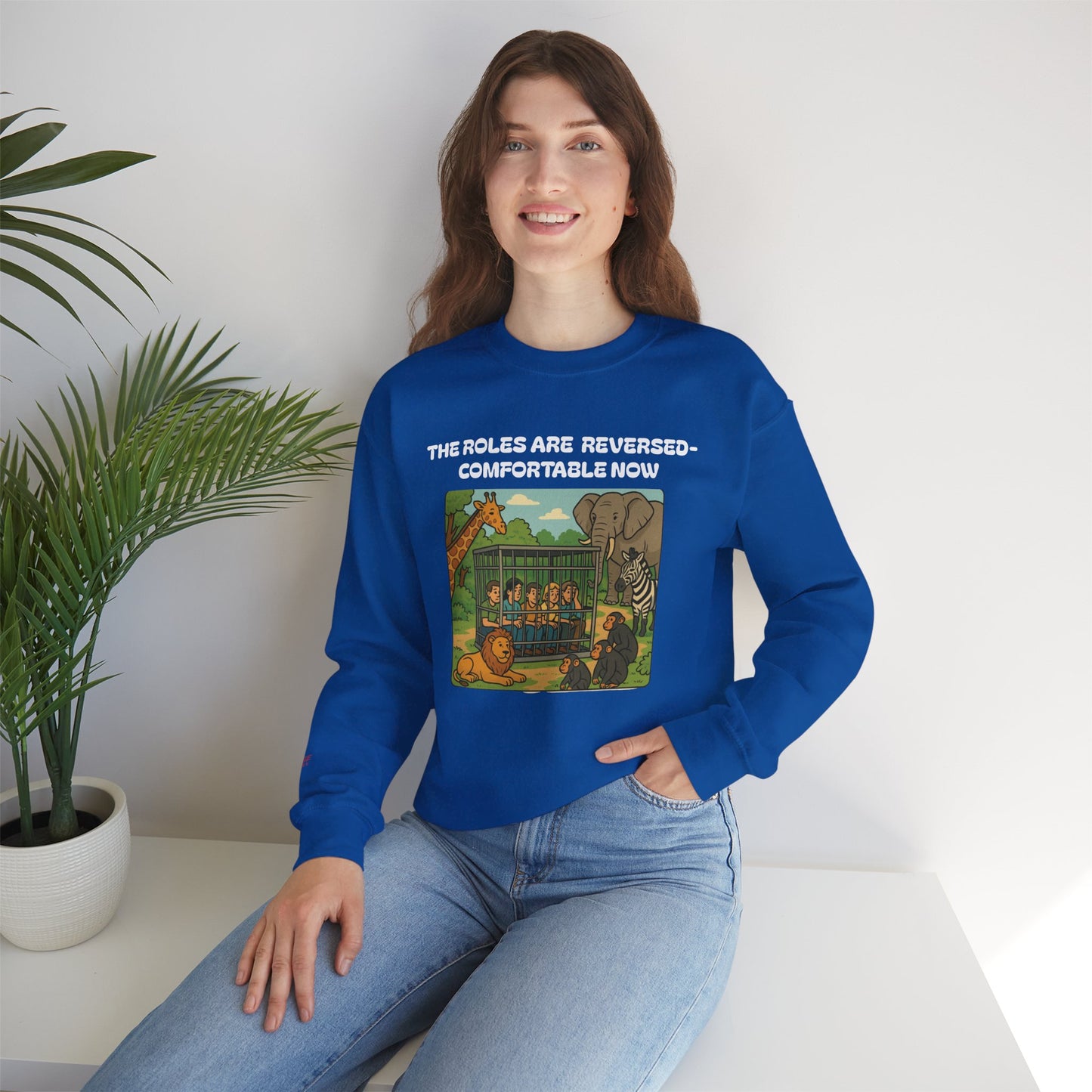 Reversal of Roles-Fun Animal Crewneck Sweatshirt, Unisex Sweatshirt
