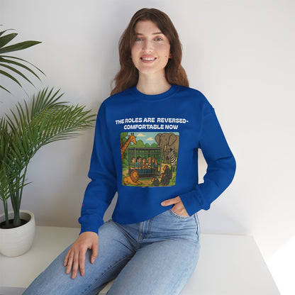 Reversal of Roles-Fun Animal Crewneck Sweatshirt, Unisex Sweatshirt