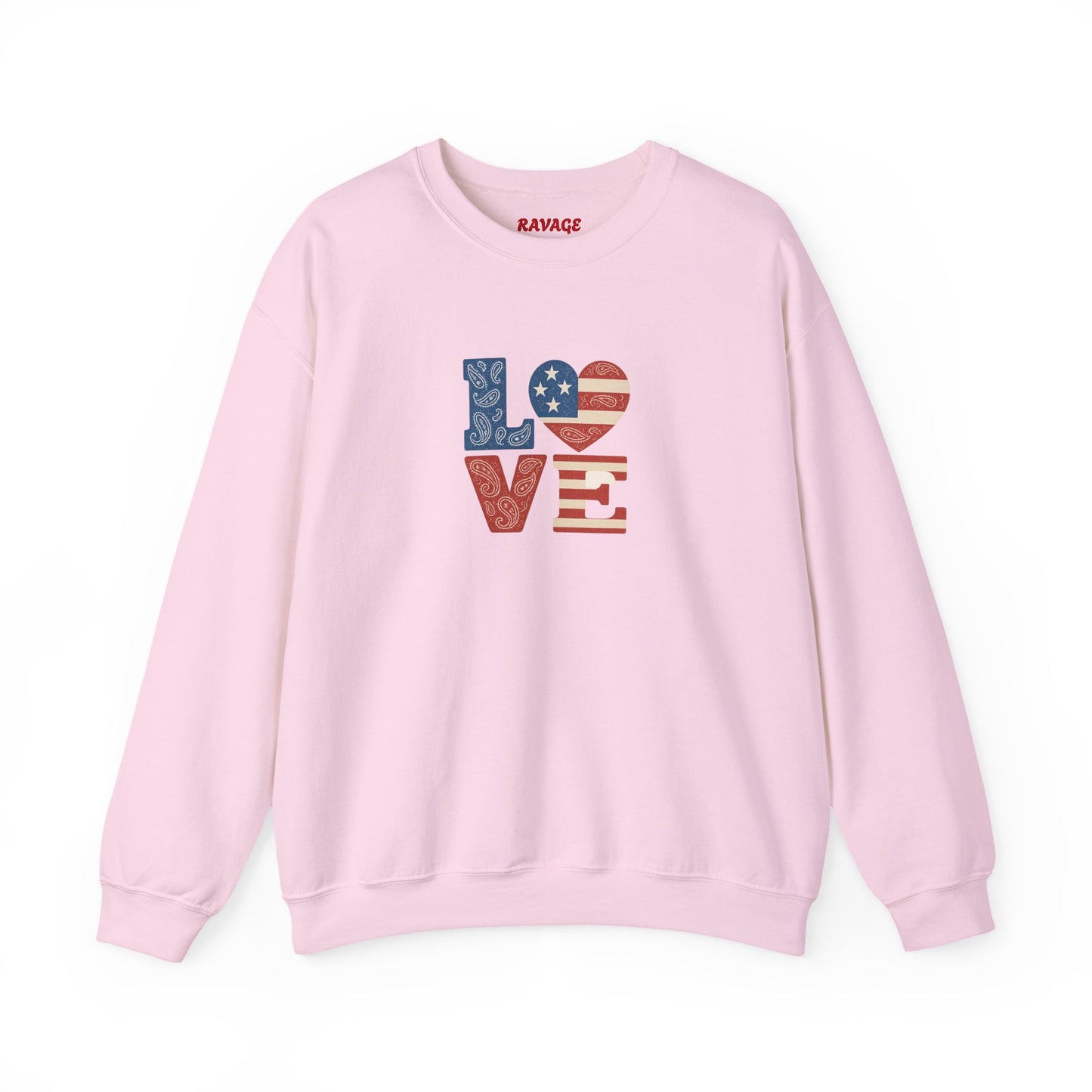 Patriotic Love Sweatshirt | Unisex Crewneck, Cozy Top for Celebrations, Gifts, Independence Day, Casual Style, Everyday Comfort