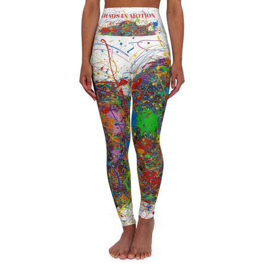 Colorful High Waisted Yoga Leggings - Chaos in Motion, Fitness Wear, Activewear, Artistic Leggings