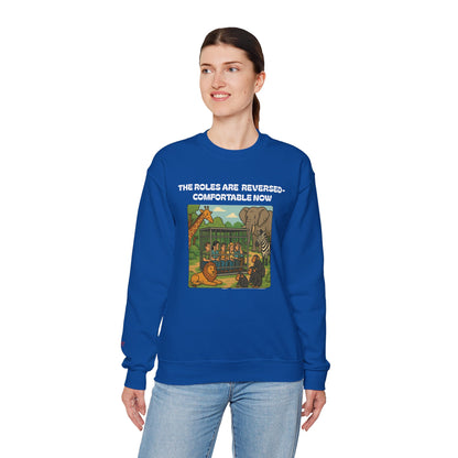 Reversal of Roles-Fun Animal Crewneck Sweatshirt, Unisex Sweatshirt