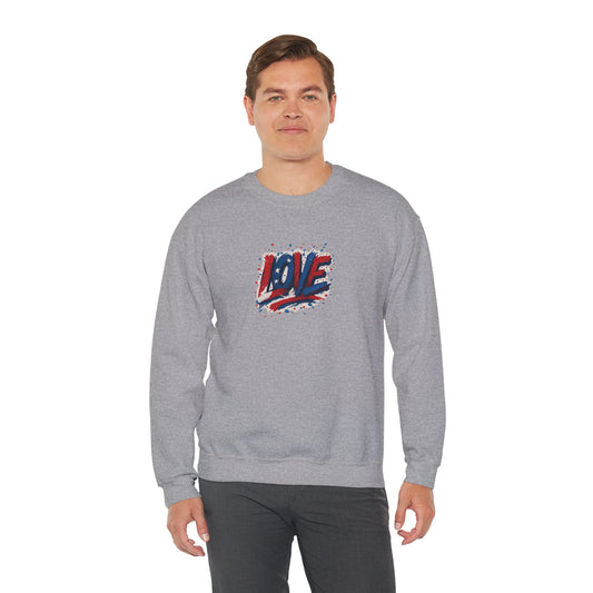 Patriotic Love Sweatshirt | Unisex Crewneck, Cozy Top for Celebrations, Gifts, Independence Day, Casual Style, Everyday Comfort