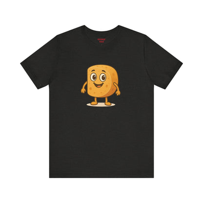 Happy Cheesy Square Character T-Shirt | Cute Cartoon Cheese Tee