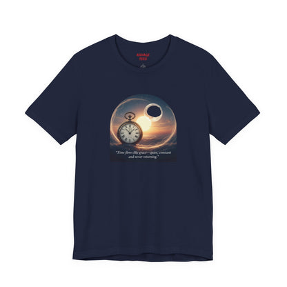 Time Flows Like Grace Cosmic Time Short Sleeve Tee, Celestial T-Shirt, Space Lover Gift, Astrology Shirt, Motivational Tee, Moon Phase Apparel