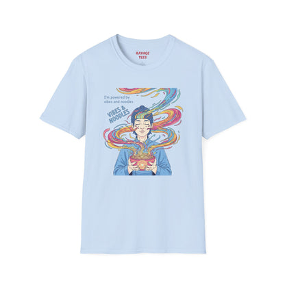 Vibes and Noodles Graphic Tee – Unisex Softstyle T-Shirt, Fun Quirky Apparel, Gift for Food Lovers, Casual Everyday Wear