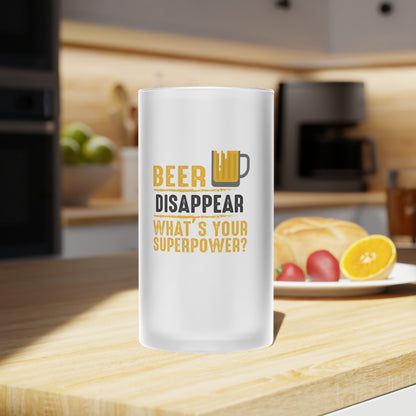 Frosted Glass Beer Mug - What's Your Superpower?, Custom Drinkware, Unique Gift for Beer Lovers, Funny Beer Mug, Party Favor, [...]