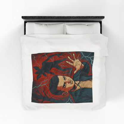 Stranger Vibes Velveteen Plush Blanket, Cozy Throw for Movie Nights, Halloween Decor, Gifts for Fans, Retro Home Decor, Soft and Warm