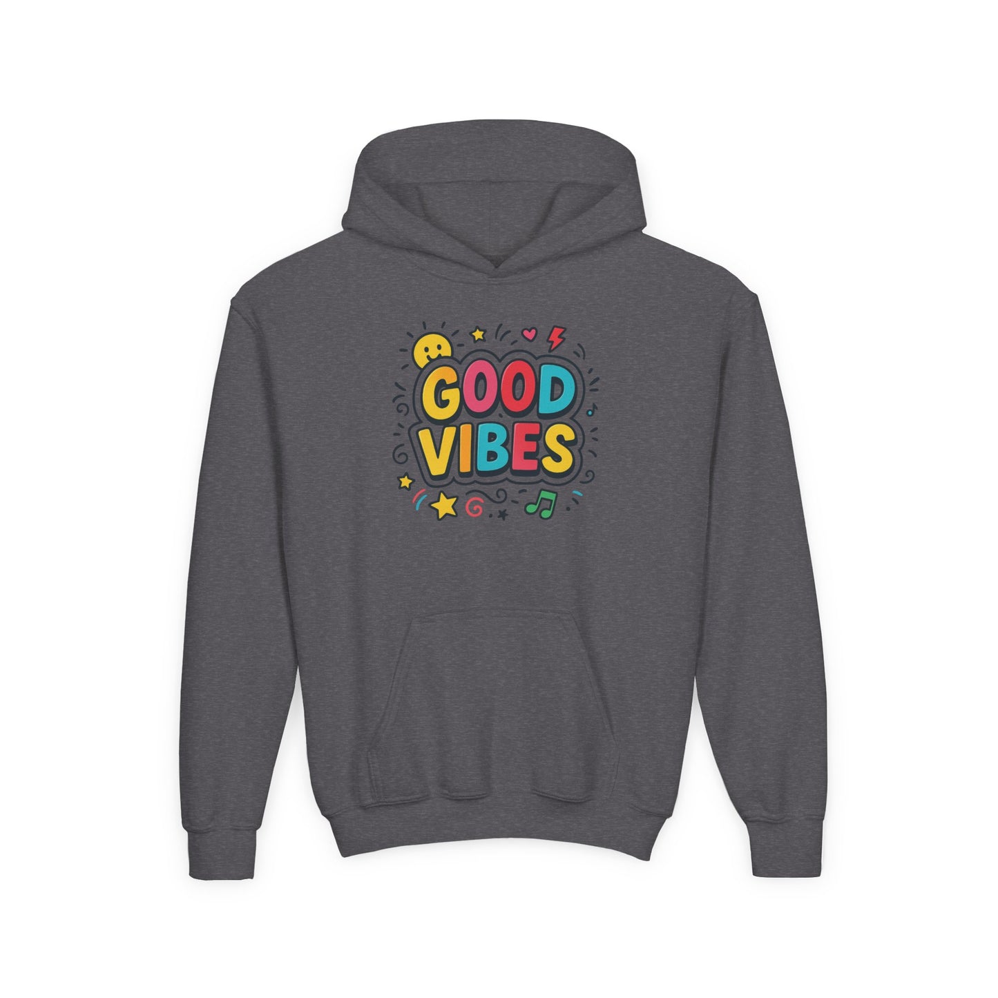 Kids Good Vibes Hoodie – Fun Graphic Sweatshirt with Positive Message, Cozy Casual Outfit, Birthday Gift for Children