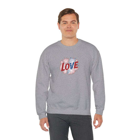 Patriotic Love Sweatshirt | Unisex Crewneck, Cozy Top for Celebrations, Gifts, Independence Day, Casual Style, Everyday Comfort