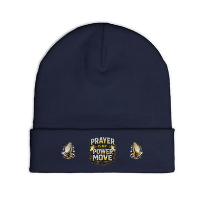 Prayer Is My Power Move Beanie — Knit Embroidered Winter Hat