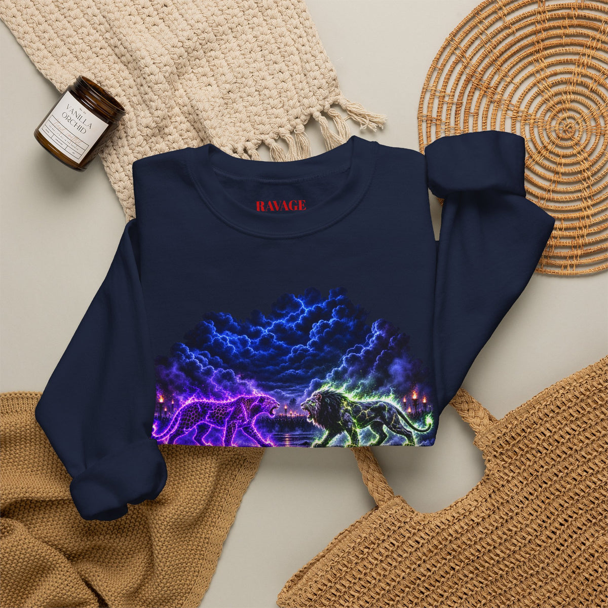 Neon Nebula Predator Clash Graphic Sweatshirt