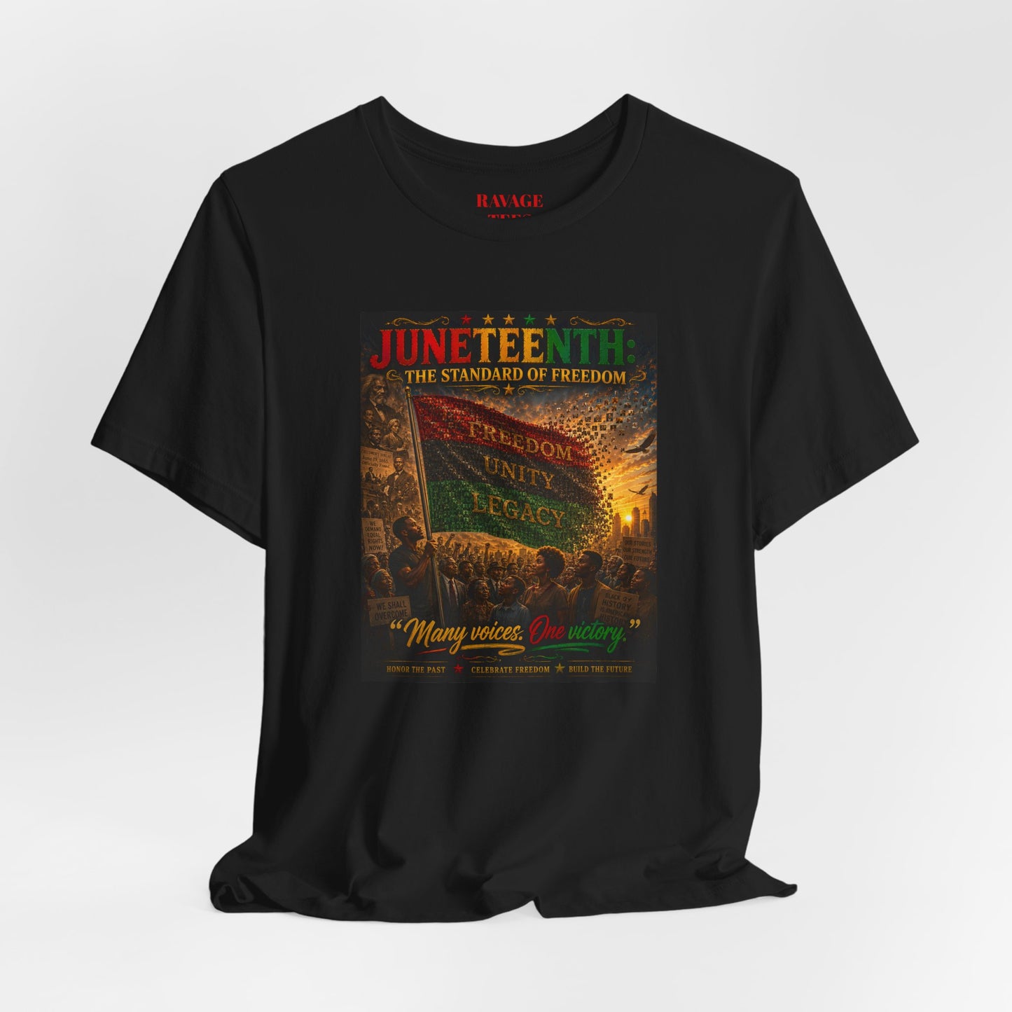 Juneteenth Standard of Freedom — 'Many Voices One Victory' Graphic Tee